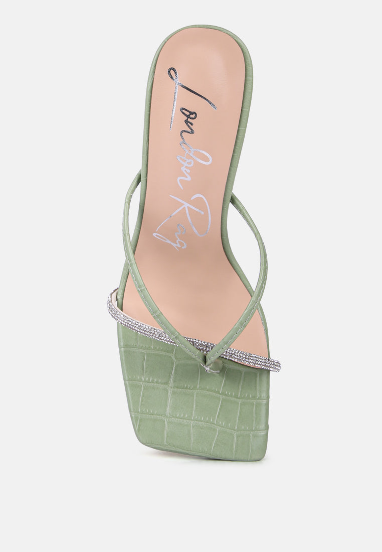 fetish croc rhinestone strap sandals by ruw#color_green