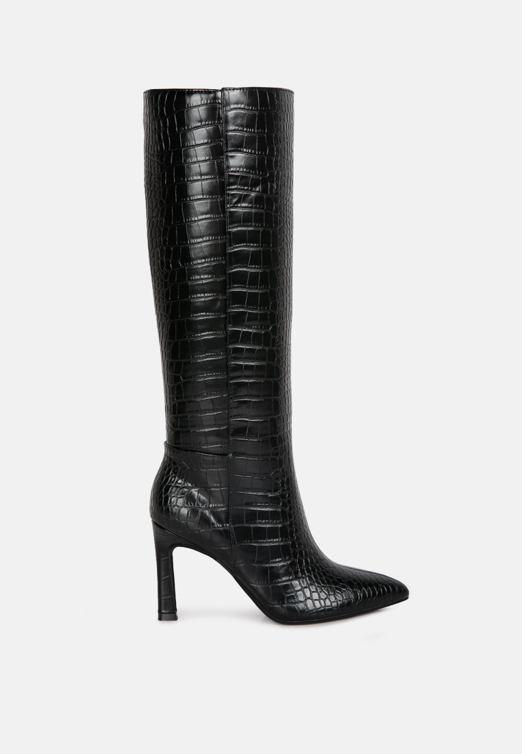 fewocious croc high heel calf boots by ruw#color_black