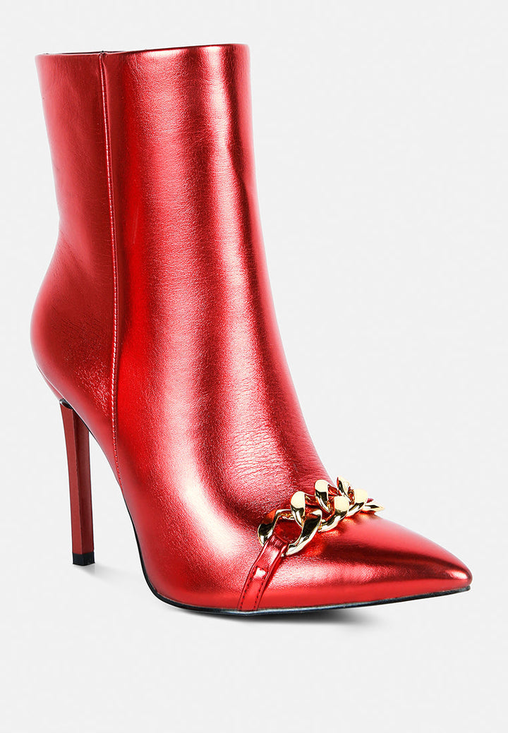 firefly metallic chain embellished stiletto ankle boots by ruw#color_red