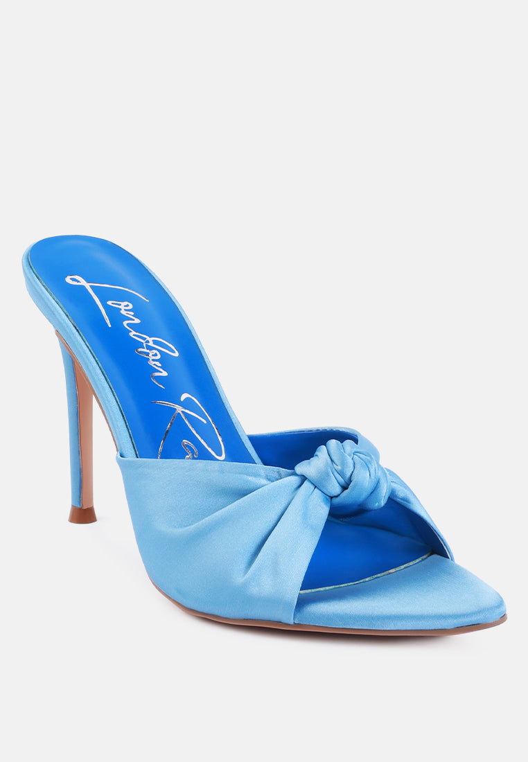 first crush satin knot high heeled sandals by ruw#color_blue