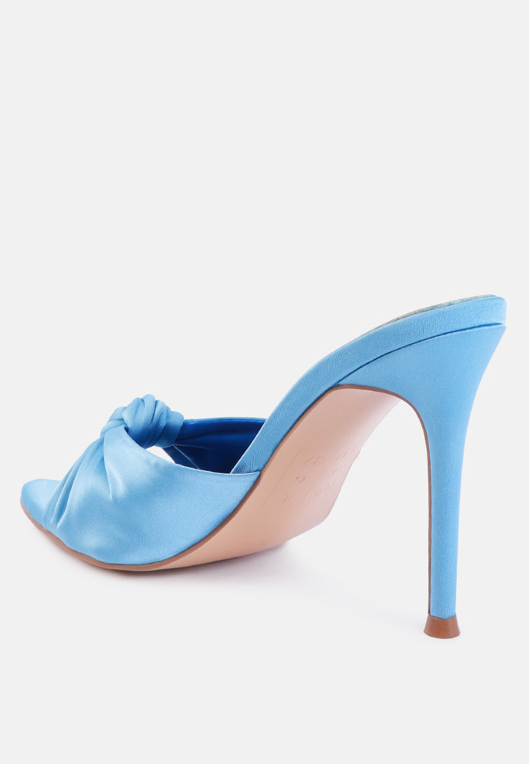 first crush satin knot high heeled sandals by ruw#color_blue