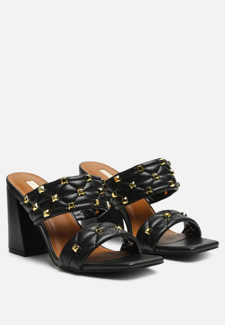 fischer stud embellished block heel sandals by ruw#color_black