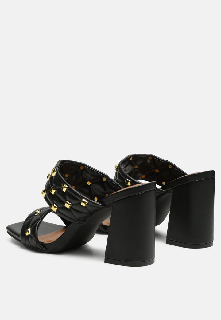 fischer stud embellished block heel sandals by ruw#color_black