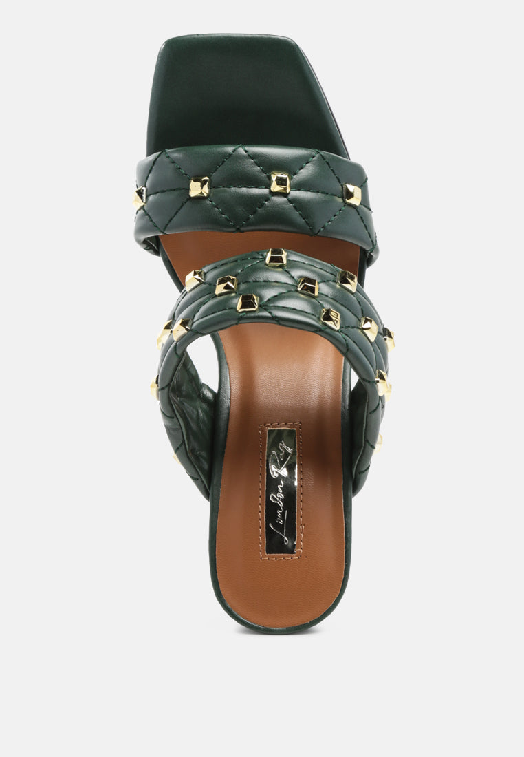 fischer stud embellished block heel sandals by ruw#color_green