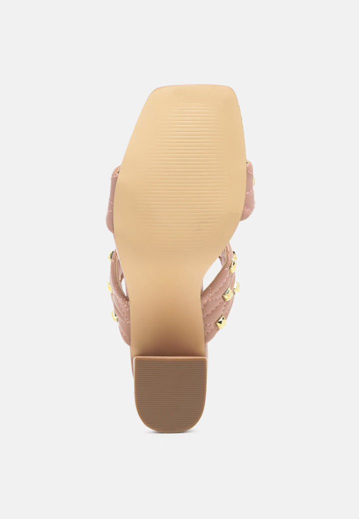 fischer stud embellished block heel sandals by ruw#color_beige