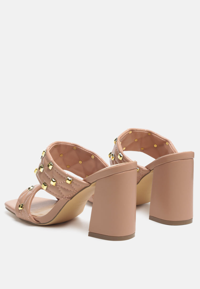 fischer stud embellished block heel sandals by ruw#color_beige
