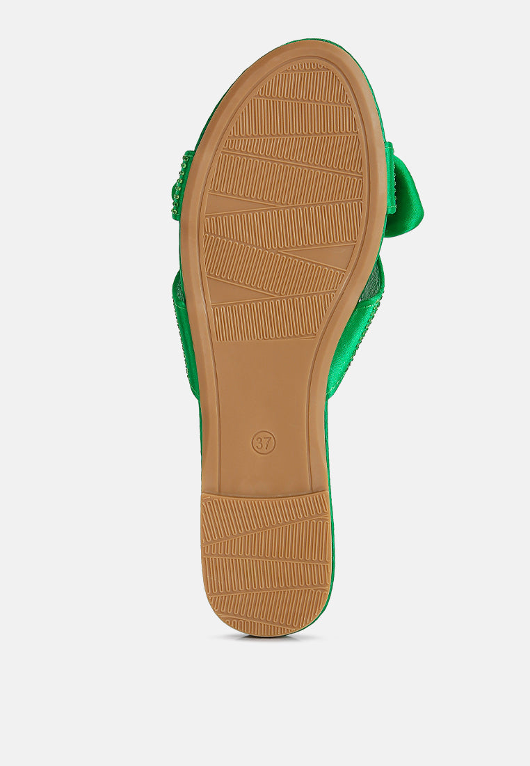 fleurette bow flat sandals by ruw#color_green