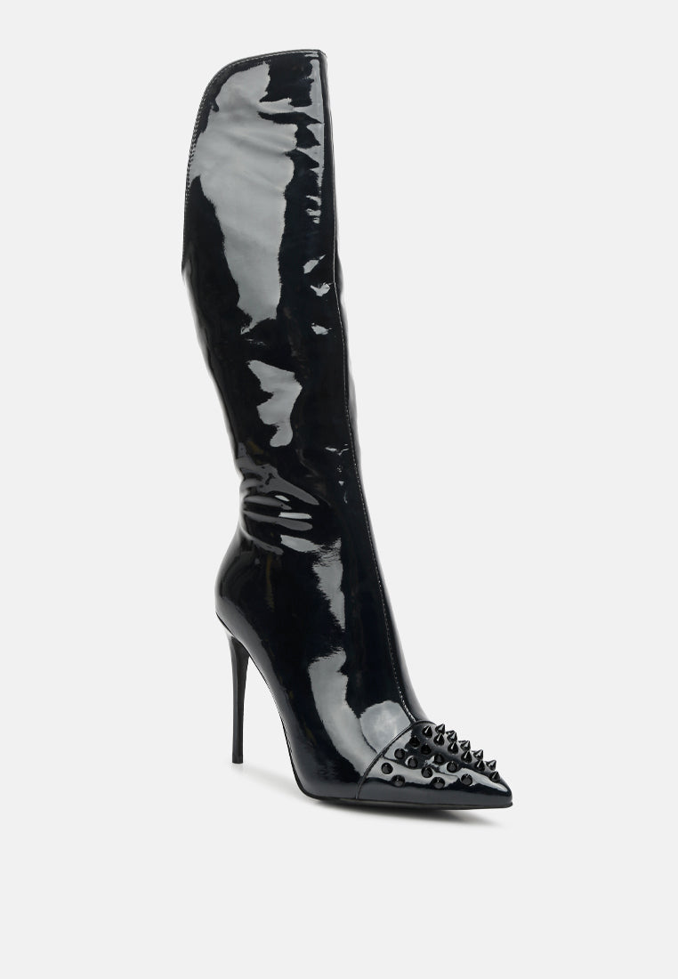 forbidden stud stiletto calf boots by ruw#color_black