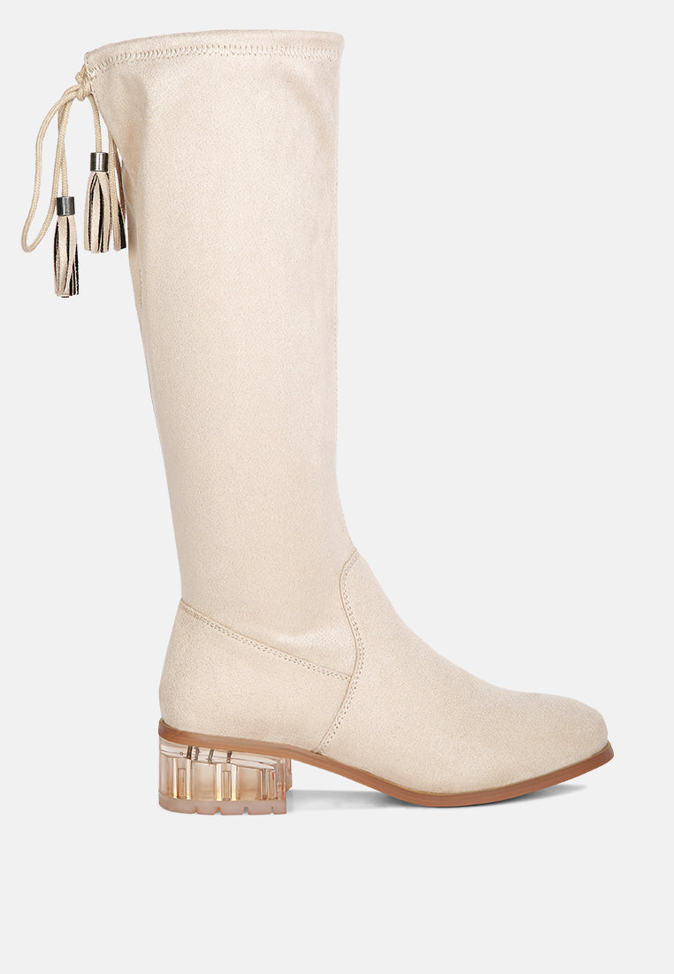 francesca tassels detail short heel calf boot by ruw#color_beige
