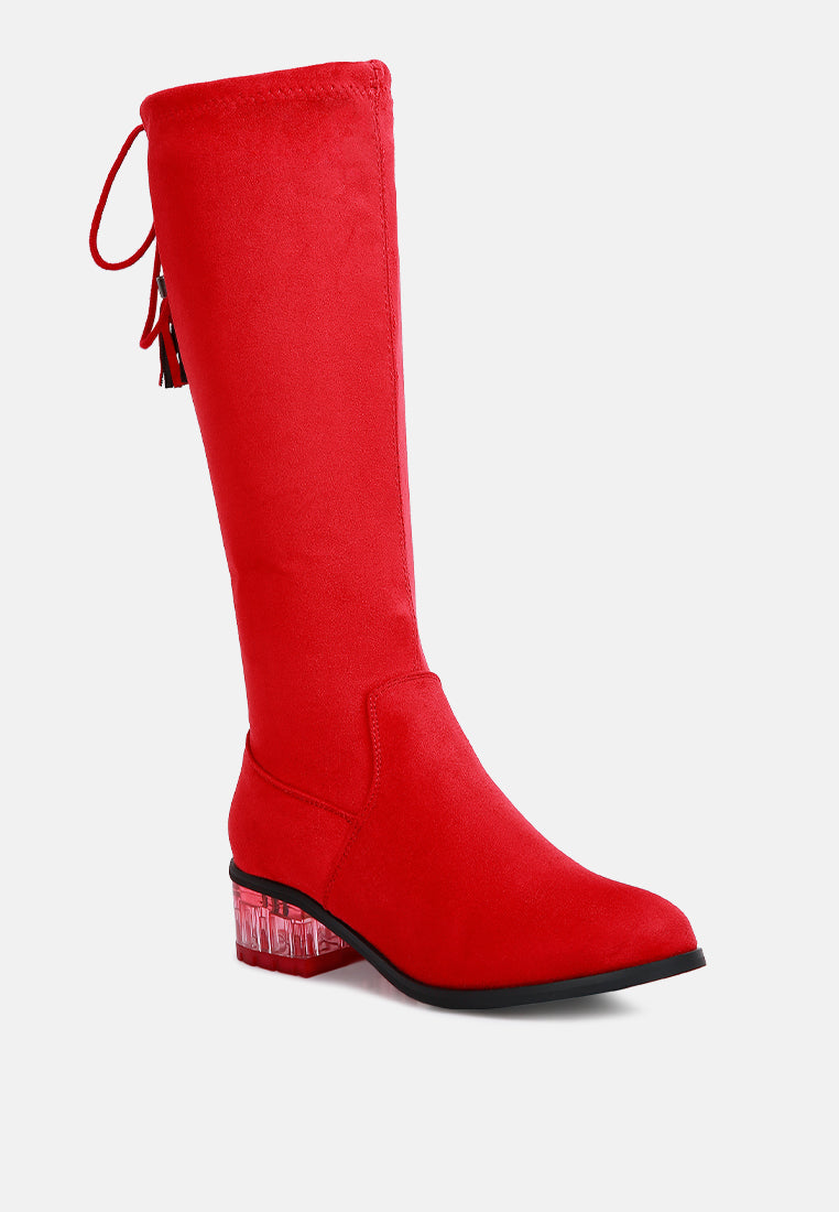 francesca tassels detail short heel calf boot by ruw#color_red