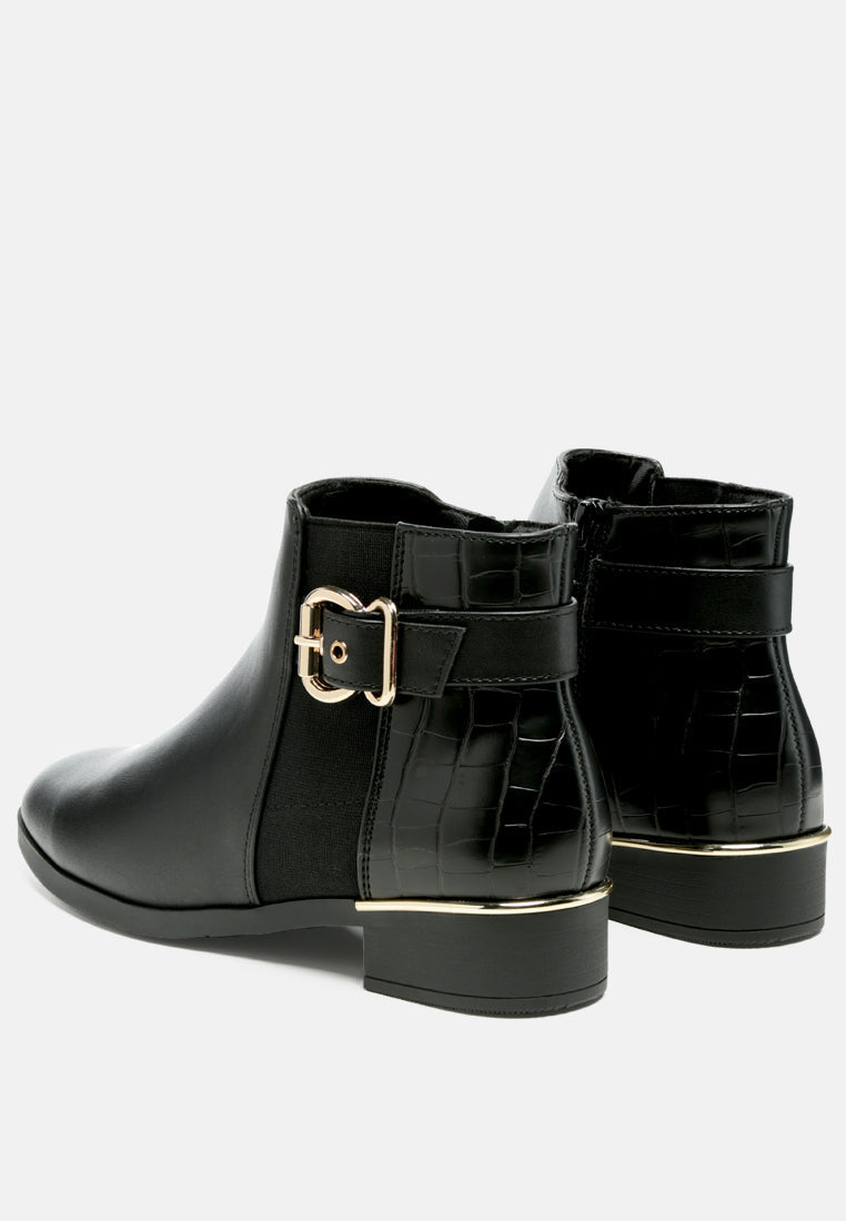 frothy buckled ankle boots with croc detail by ruw#color_black