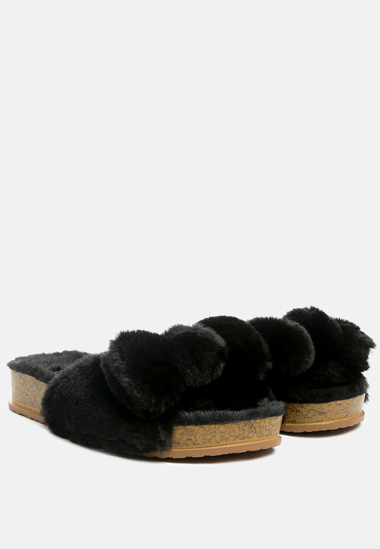 fuzz bow fur flats by ruw#color_black