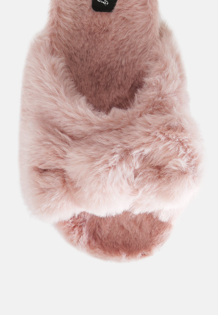 fuzz bow fur flats by ruw#color_pink