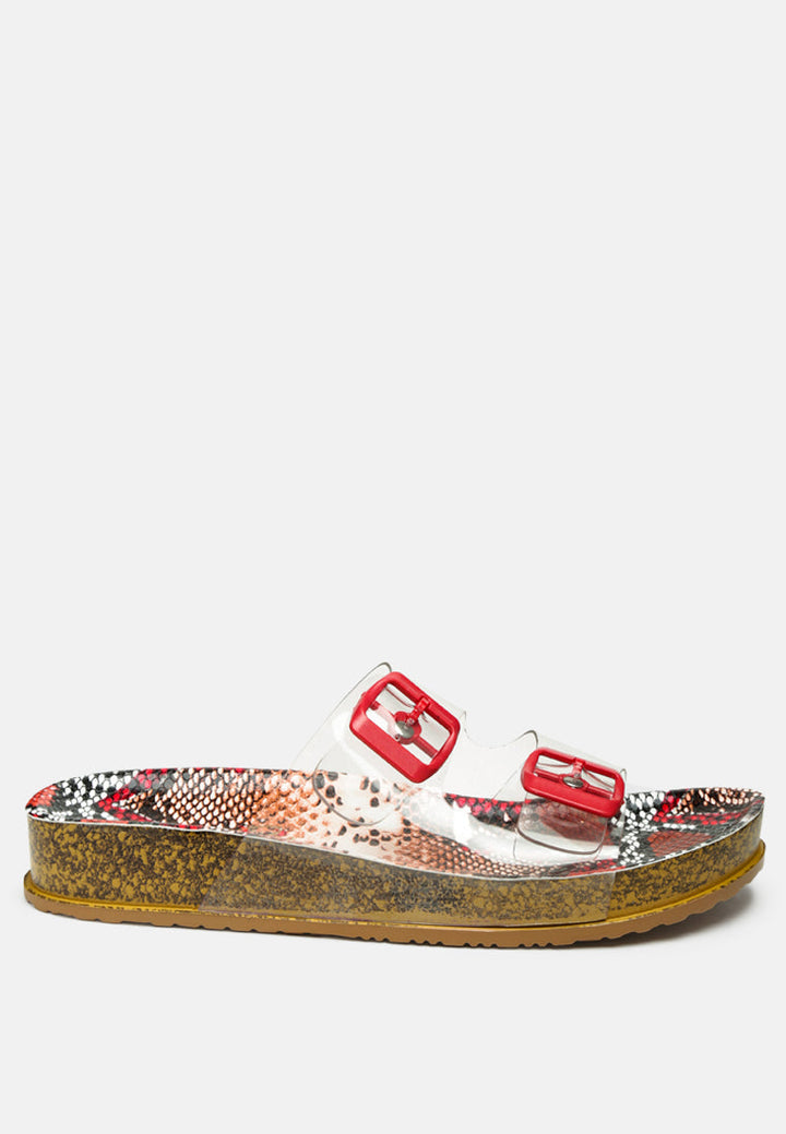 gelato transparent double strap flats by ruw#color_red