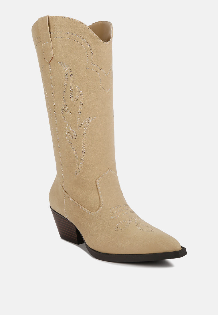 ginni embroidered calf boots by ruw#color_sand