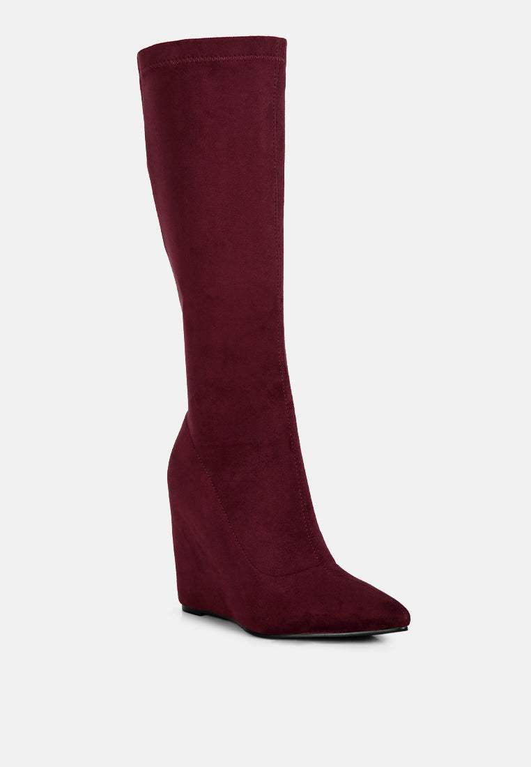 gladol wedge heel calf boots by ruw#color_burgundy