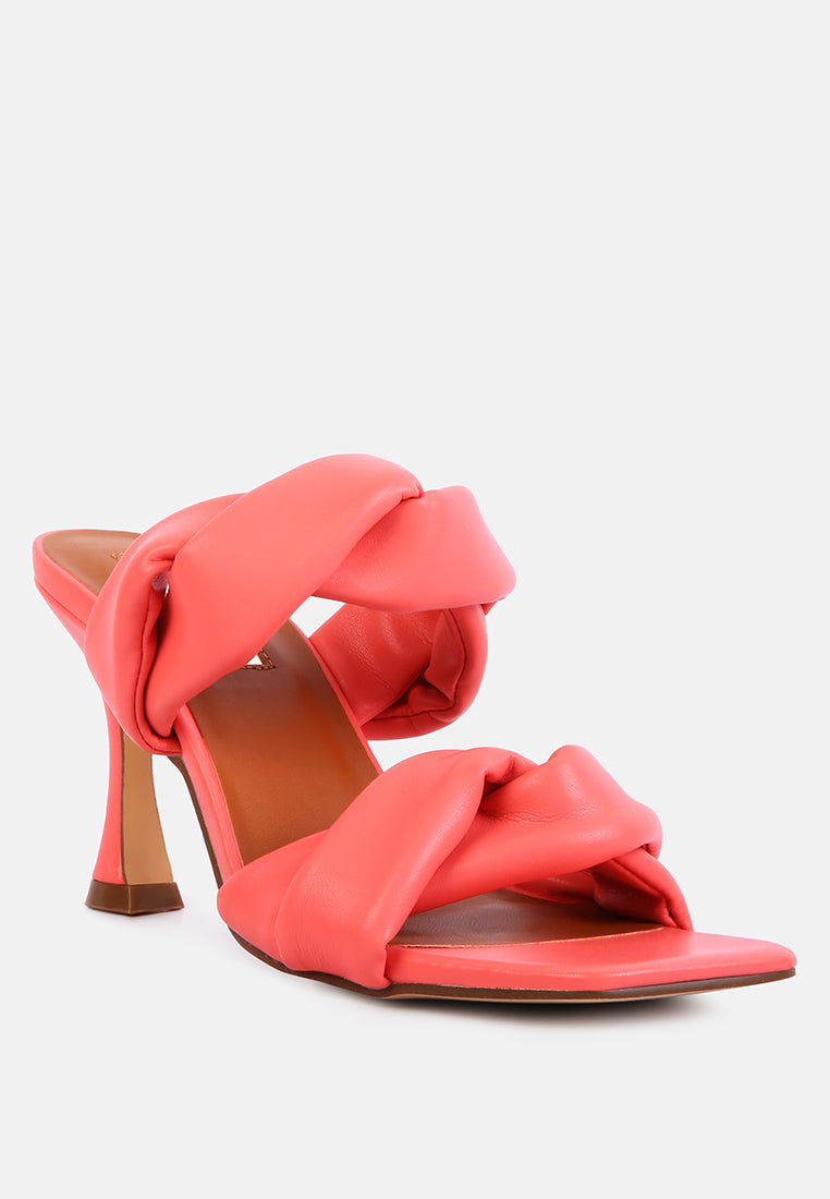 glam girl twisted strap spool heel sandals by ruw#color_coral