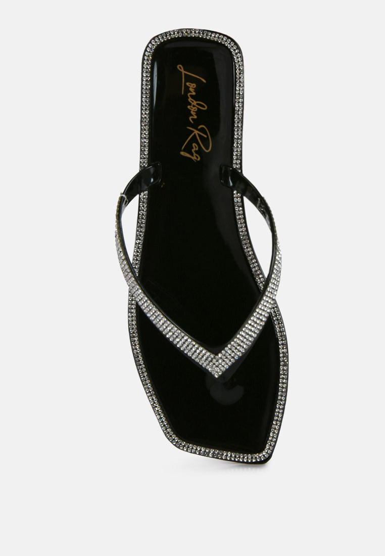 golightly diamante stud detail thong flats by ruw#color_black
