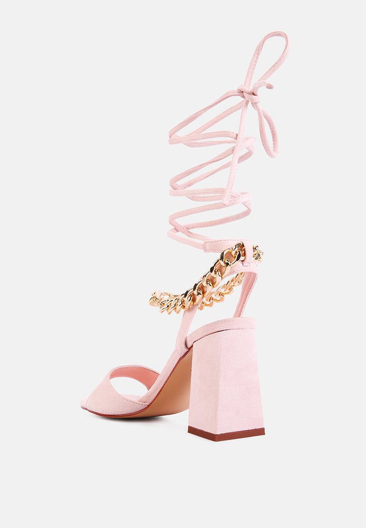 gone gurl metal chain lace up sandals by ruw#color_peach