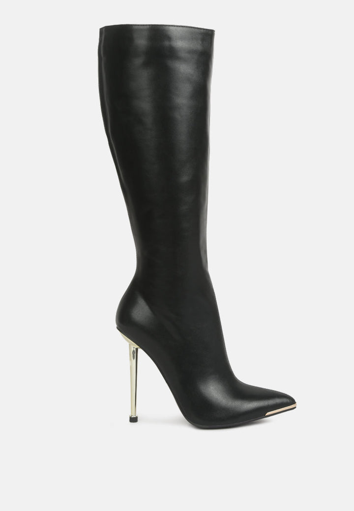 hale faux leather pointed heel calf boots by ruw#color_black