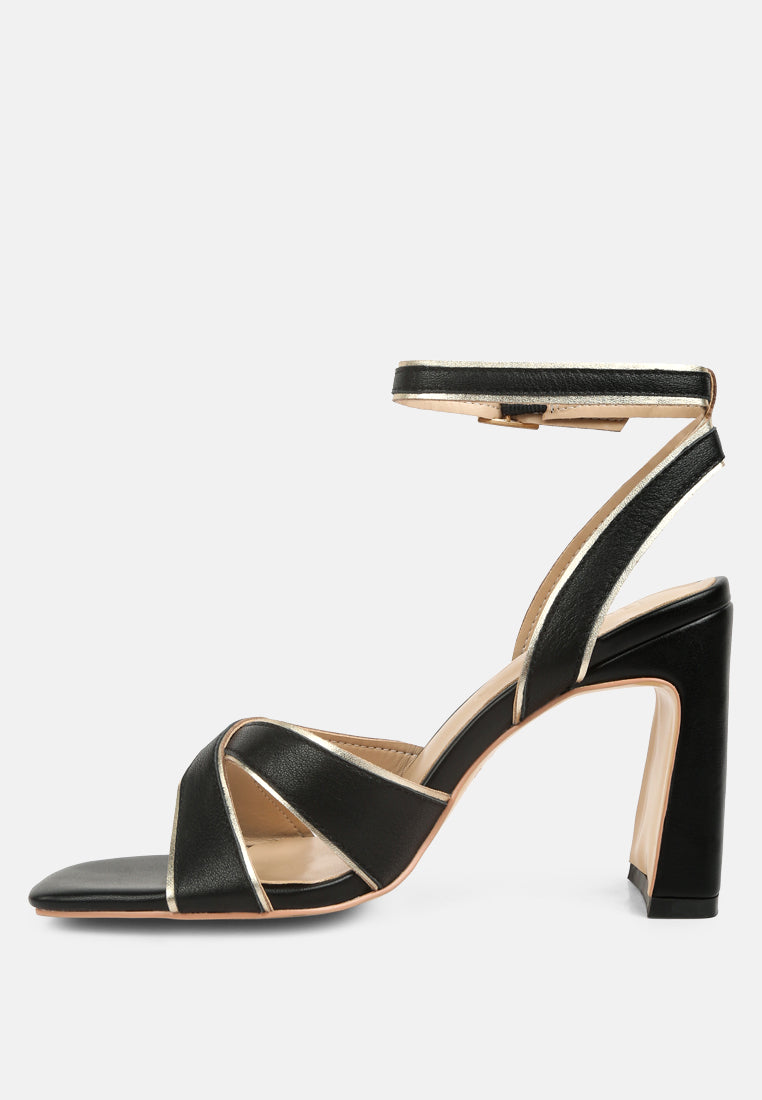 heeri metallic lined slim block heel sandals#color_black