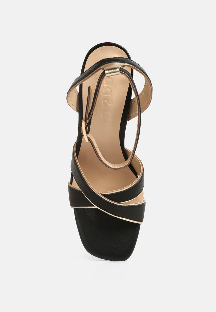 heeri metallic lined slim block heel sandals#color_black