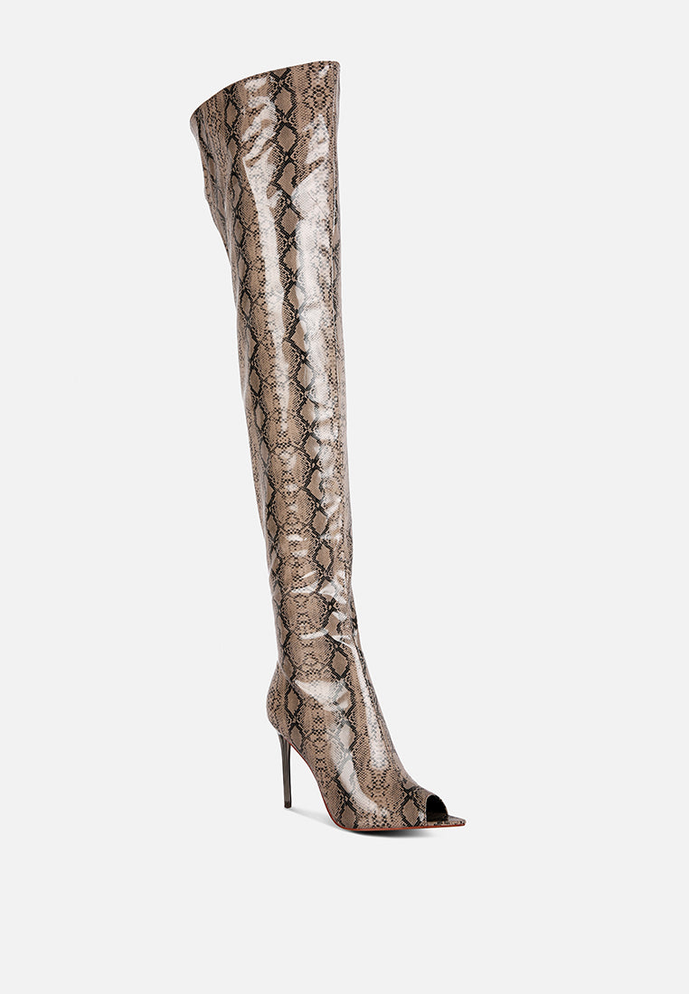 high drama snake print stiletto long boots by ruw#color_black