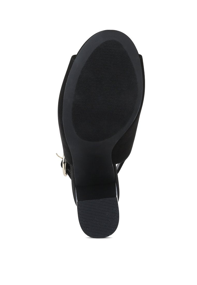 Block Heel Ankle Strap Peep Toe Sandals#color_black