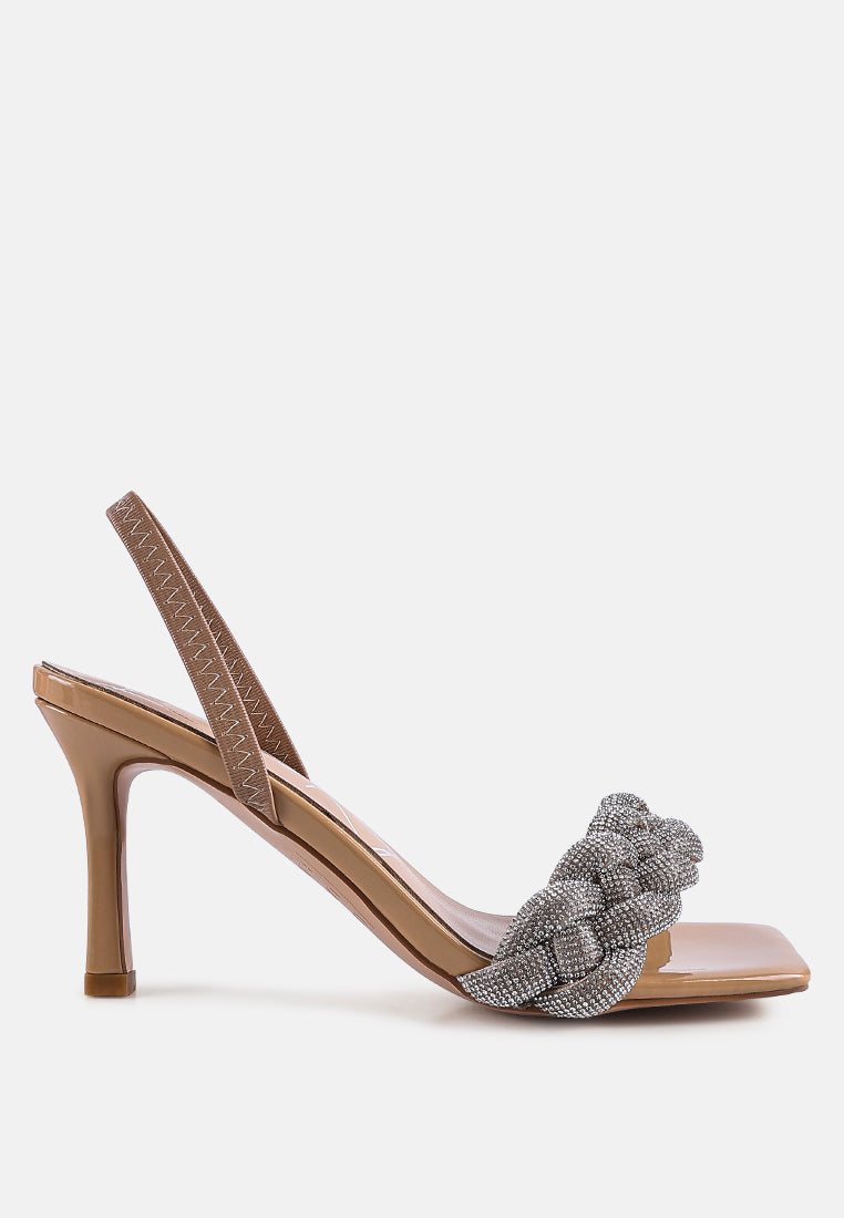 high social diamante braided strap sandals by ruw#color_latte