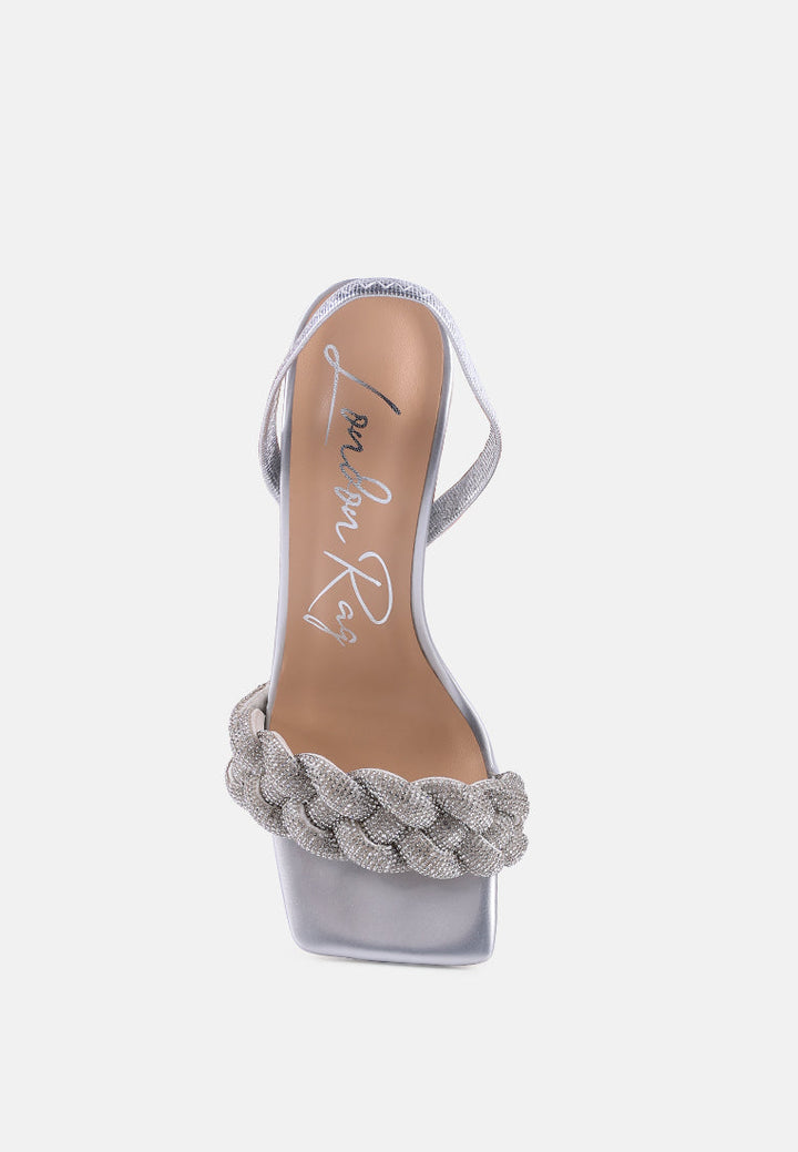high social diamante braided strap sandals by ruw#color_silver