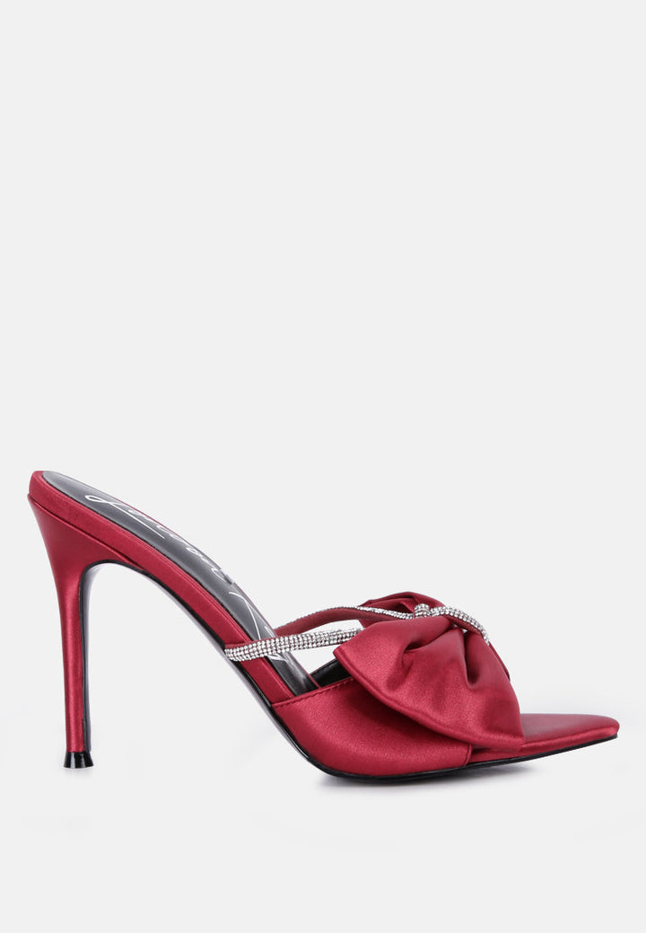 high tea rhinestone bow embellished stiletto sandals by ruw#color_burgundy