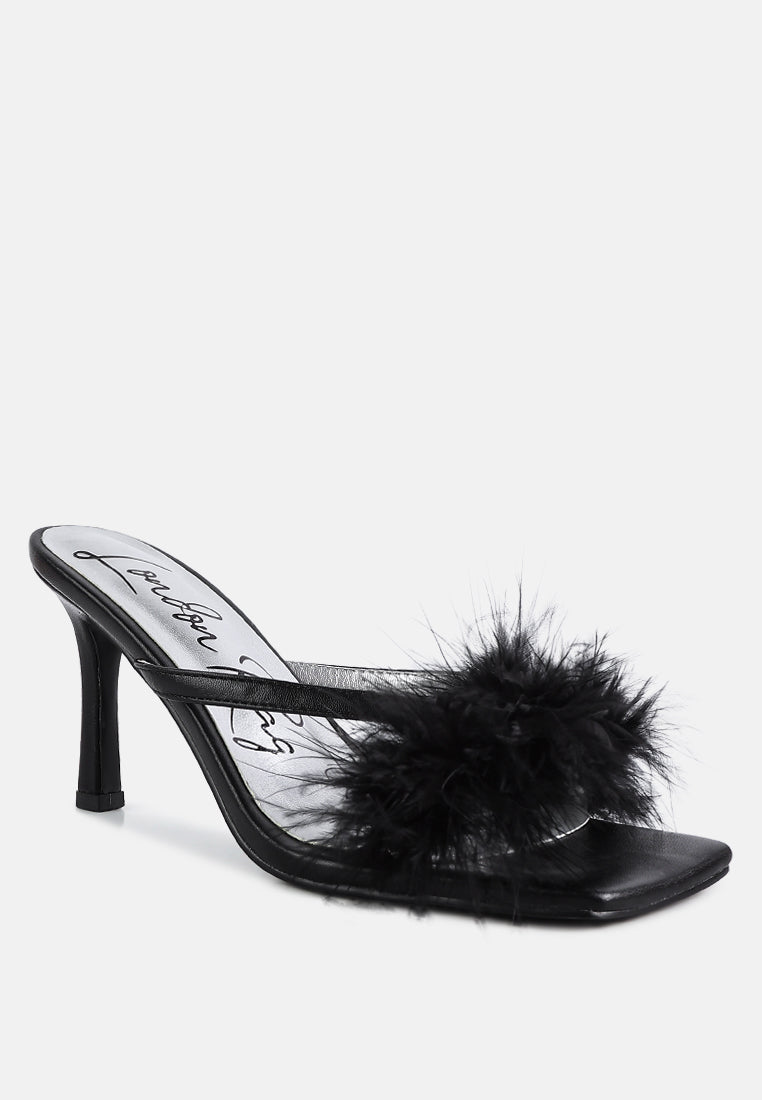 honeybear feather detail slip-on sandals by ruw#color_black