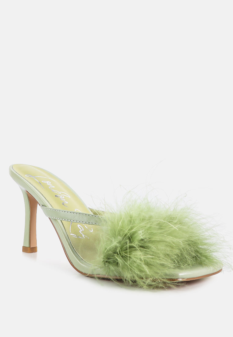 honeybear feather detail slip-on sandals by ruw#color_green