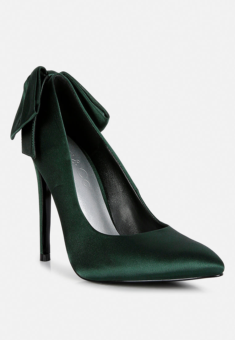 hornet high heeled satin pump sandals#Color_Green