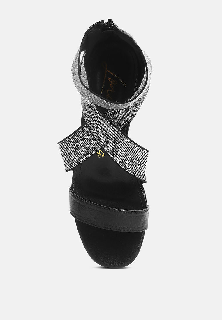 huskies metallic faux leather block heel sandals by ruw#color_black