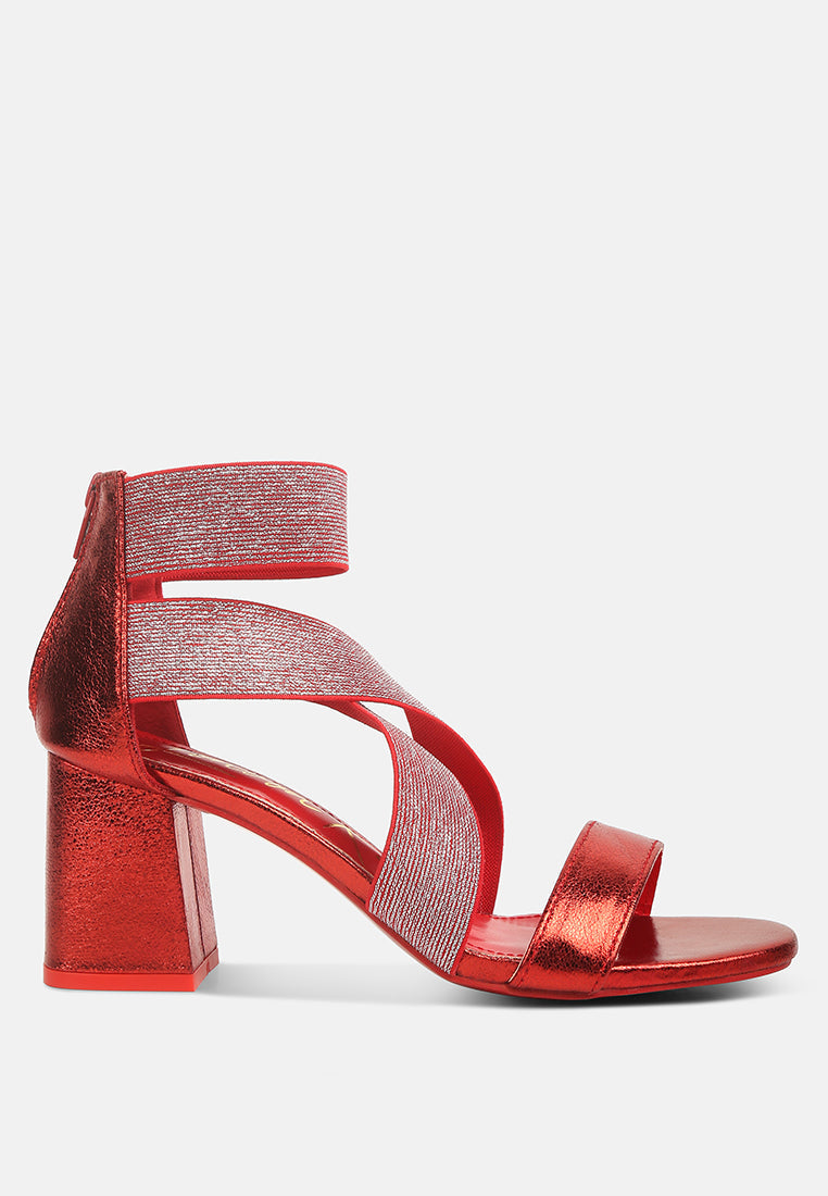 huskies metallic faux leather block heel sandals by ruw#color_red