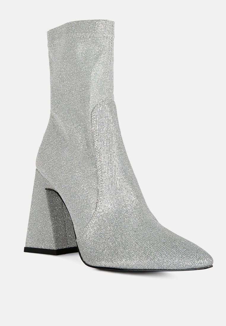 hustlers shimmer block heeled ankle boots by ruw#color_silver