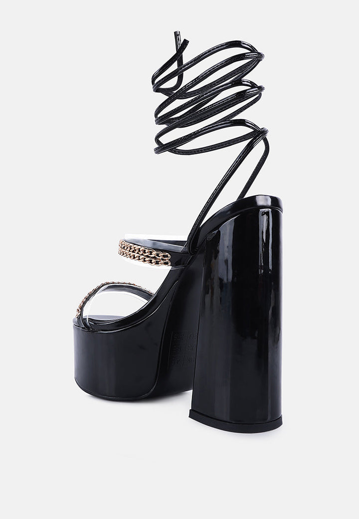 indulgence metal chain lace up chunky sandals by ruw#color_black