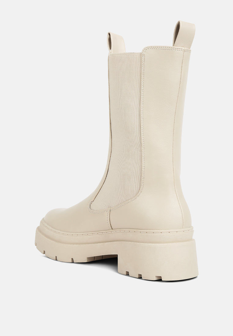 jolt elasticated gussets lug sole boots by ruw#color_off-white