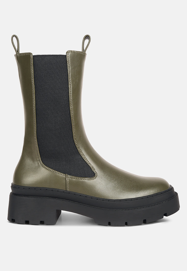jolt elasticated gussets lug sole boots by ruw#color_olive