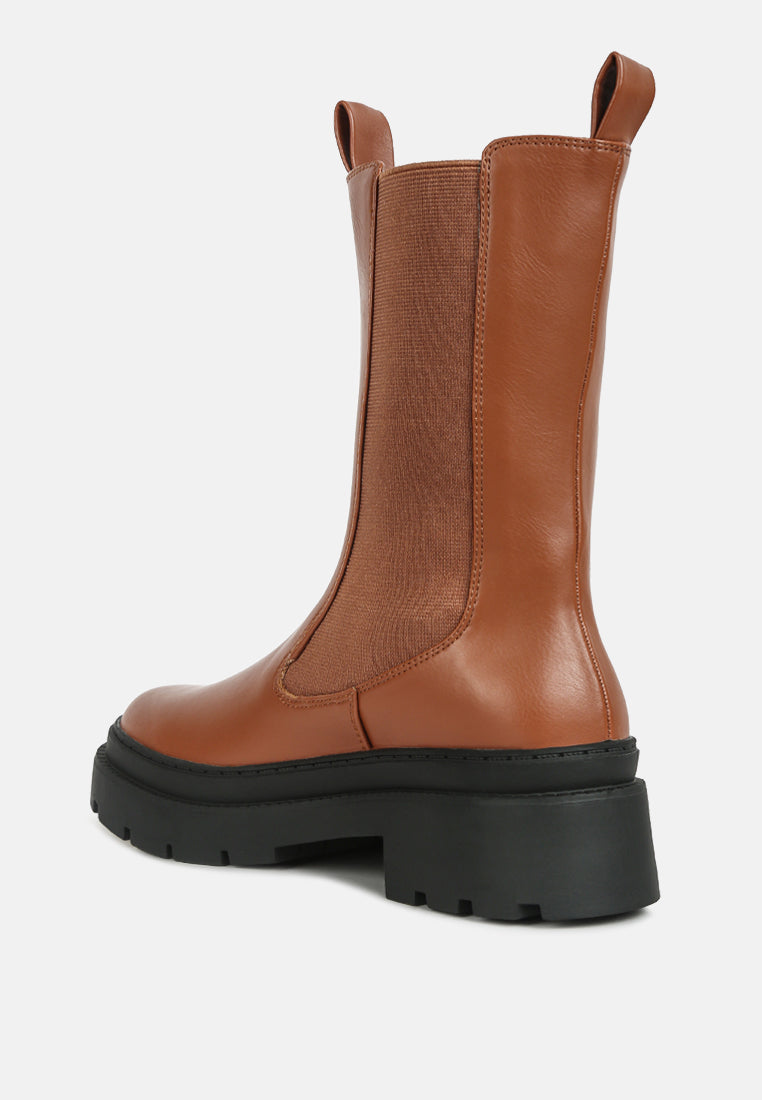jolt elasticated gussets lug sole boots by ruw#color_tan
