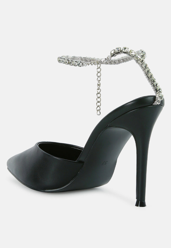 joyce diamante embellished stiletto mule sandals by ruw#color_black