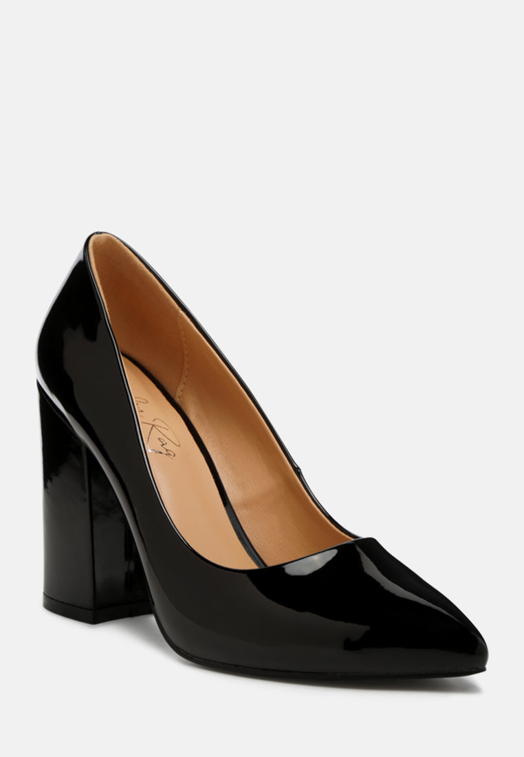 kamira patent faux leather block heel pumps by ruw#color_black