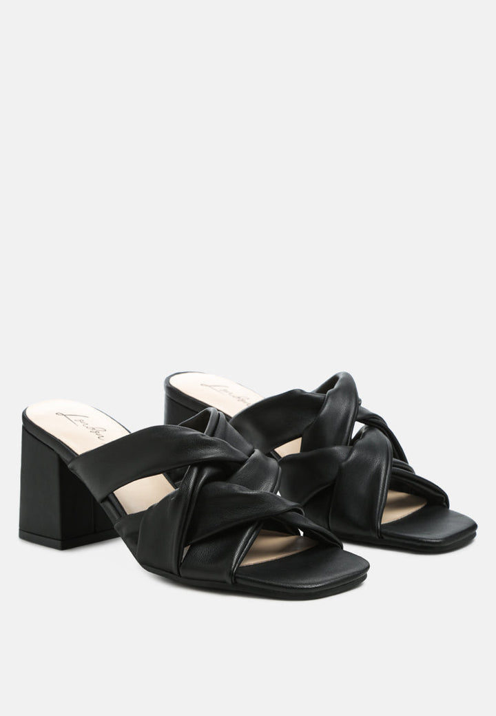 knope cross straps block heel sandals by ruw#color_black