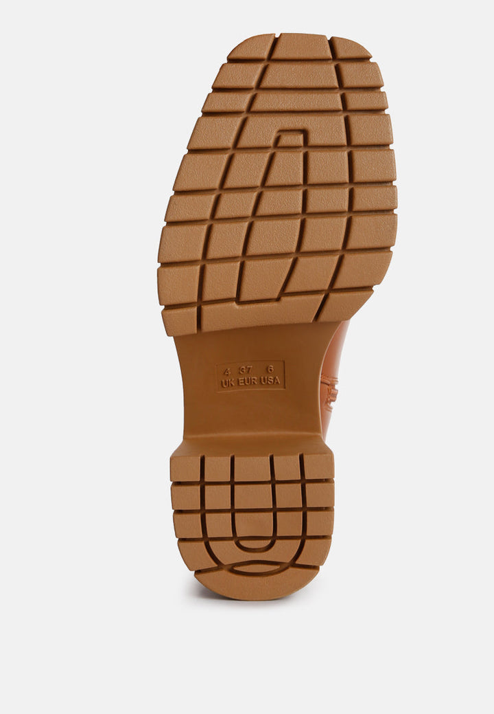 kokum faux leather platform ankle boots by ruw#color_tan
