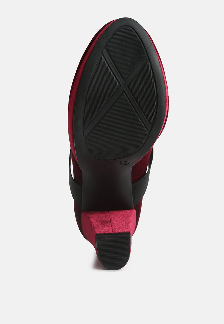 krause high block heel velvet pumps by ruw#color_burgundy