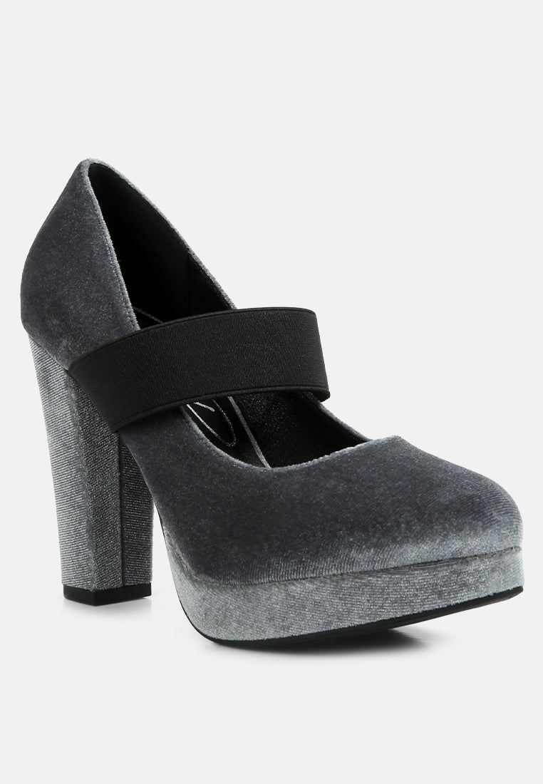 krause high block heel velvet pumps by ruw#color_grey