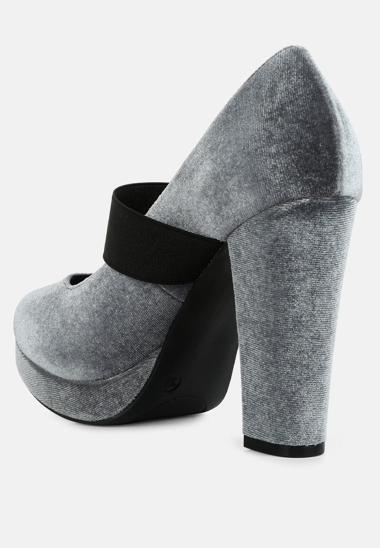 krause high block heel velvet pumps by ruw#color_grey