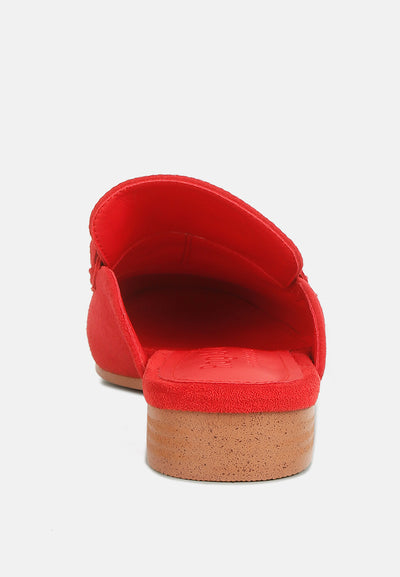 krizia chunky chain suede slip on loafers #color_red