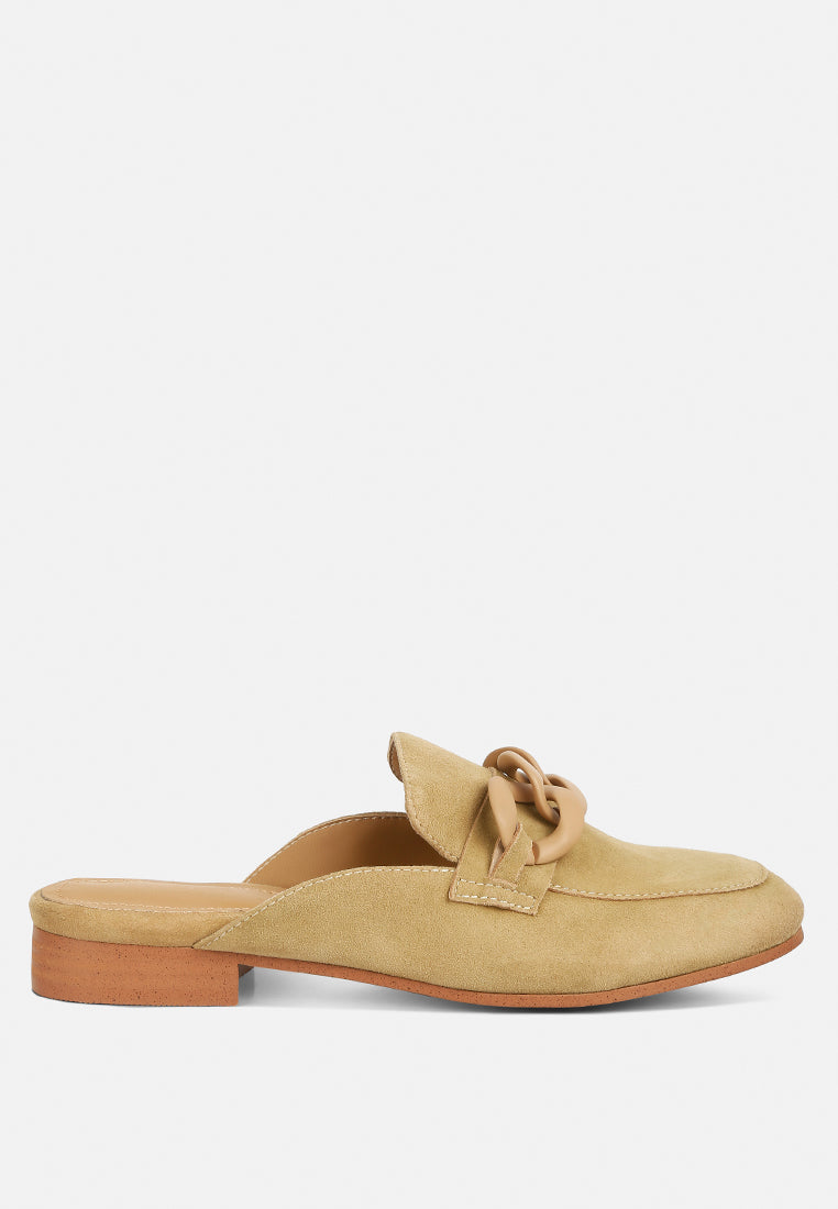 krizia chunky chain suede slip on loafers #color_sand